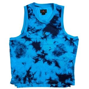 Jordan Mens Basketball Tank Top Tie Dye Blue Black Mesh Gym Athletic XXL
